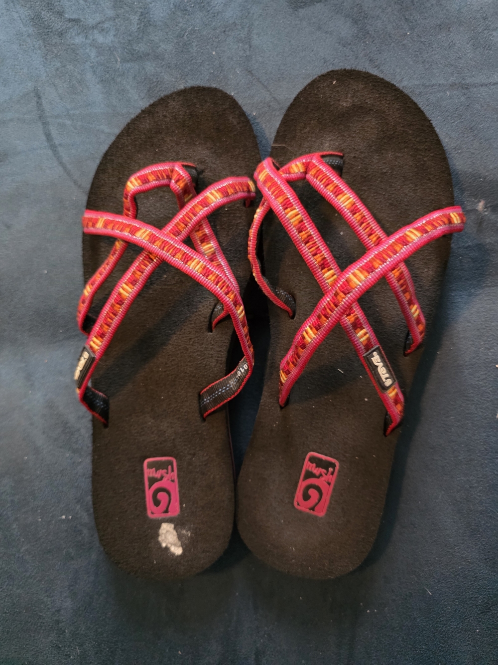 Teva Women’s Black Sandals with Red and Yellow Straps